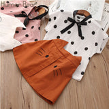 Girls Humor Bear 2019 Girl's Clothes New Summer Children Bow Lace Sling T-shirt+Striped Short Pants Sets Kids Sleeveless Clothing Sets