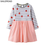 Girls SAILEROAD New Christams Deer Dot Pattern Baby Kids Girls Tees Dress Autumn Children Girl's Dresses For Child Garments Clothing