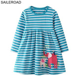 Girls SAILEROAD New Christams Deer Dot Pattern Baby Kids Girls Tees Dress Autumn Children Girl's Dresses For Child Garments Clothing
