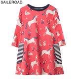 Girls SAILEROAD New Christams Deer Dot Pattern Baby Kids Girls Tees Dress Autumn Children Girl's Dresses For Child Garments Clothing