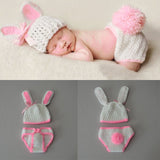 Newborn Baby Clothes Girl Boy Crochet Knit Costume Photo Photography Props Hand Made  Accessories Rabbit Baby Caps dog Hats set