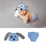 Newborn Baby Clothes Girl Boy Crochet Knit Costume Photo Photography Props Hand Made  Accessories Rabbit Baby Caps dog Hats set