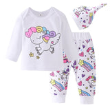 Newborn Infant Baby Girl Clothes Set Fashion Unicorn Pegasus Star Heart Castle 4/3 PCS Tops Bodysuit/T-shirt+Pants+Hat+Headband