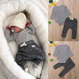 Pudcoco Boy Clothes Suits USA Cotton 2Pcs Newborn Baby Boy Stripe Romper Tops +Long Pants Outfits Clothes 0-24M