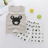 2PCS Boy 2019 Summer Clothing Set Sleeveless Cartoon Animal Print Tops Vest +short Pants Children boy's Clothes Sets New