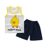 2PCS Boy 2019 Summer Clothing Set Sleeveless Cartoon Animal Print Tops Vest +short Pants Children boy's Clothes Sets New
