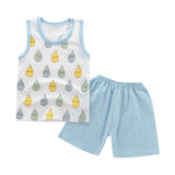 2PCS Boy 2019 Summer Clothing Set Sleeveless Cartoon Animal Print Tops Vest +short Pants Children boy's Clothes Sets New