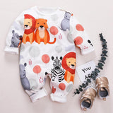 Summer and Autumn New Cotton Newborn Fashion Cute Animal Lion Hippo Jumpsuit Suitable For Baby Crawling Clothes