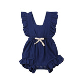 Newborn Baby Girl Summer Ruffle Cotton Romper Jumpsuit Outfits Clothes Sunsuit 0-24M Solid Color Outfits