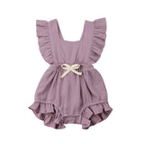 Newborn Baby Girl Summer Ruffle Cotton Romper Jumpsuit Outfits Clothes Sunsuit 0-24M Solid Color Outfits