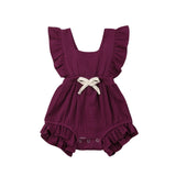 Newborn Baby Girl Summer Ruffle Cotton Romper Jumpsuit Outfits Clothes Sunsuit 0-24M Solid Color Outfits
