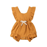 Newborn Baby Girl Summer Ruffle Cotton Romper Jumpsuit Outfits Clothes Sunsuit 0-24M Solid Color Outfits
