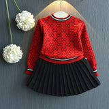 Girls 2019  Winter Clothes Set Long Sleeve Sweater Shirt and Skirt 2 Pcs Clothing Suit Spring Outfits for Kids Girl's Clothes