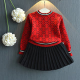 Girls 2019  Winter Clothes Set Long Sleeve Sweater Shirt and Skirt 2 Pcs Clothing Suit Spring Outfits for Kids Girl's Clothes
