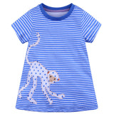 Girl's dress 2019 spring new style girl short-sleeved dress round neck striped children's clothes Popular Kids Clothing