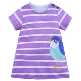 Girl's dress 2019 spring new style girl short-sleeved dress round neck striped children's clothes Popular Kids Clothing