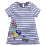 Girl's dress 2019 spring new style girl short-sleeved dress round neck striped children's clothes Popular Kids Clothing