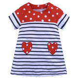 Girl's dress 2019 spring new style girl short-sleeved dress round neck striped children's clothes Popular Kids Clothing