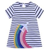 Girl's dress 2019 spring new style girl short-sleeved dress round neck striped children's clothes Popular Kids Clothing