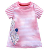 Girl's dress 2019 spring new style girl short-sleeved dress round neck striped children's clothes Popular Kids Clothing