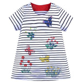 Girl's dress 2019 spring new style girl short-sleeved dress round neck striped children's clothes Popular Kids Clothing