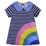 Girl's dress 2019 spring new style girl short-sleeved dress round neck striped children's clothes Popular Kids Clothing
