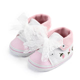2019 Baby Girl Shoes White Lace Floral Embroidered Soft Shoes Prewalker Walking Toddler Kids Shoes First Walker free shipping