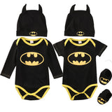 Cartoon Batman Baby Boys Clothes Set Rompers Jumpsuit Cotton Tops + Shoes + Hat 3Pcs Outfits Newborn Toddler 0-24M Kids Clothes