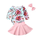 US Summer Infant Baby Girl 0-3Y Floral Romper Jumpsuit Skirt Outfit Skirt Clothes Set