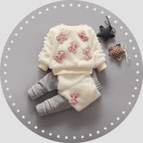 Baby Girls Beautiful charming eyes Logo Elegant girl's clothes Winter Christmas High quality Comfort Fleece Warm Baby Kids clothing set