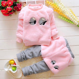 Baby Girls Beautiful charming eyes Logo Elegant girl's clothes Winter Christmas High quality Comfort Fleece Warm Baby Kids clothing set