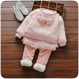 Baby Girls Beautiful charming eyes Logo Elegant girl's clothes Winter Christmas High quality Comfort Fleece Warm Baby Kids clothing set