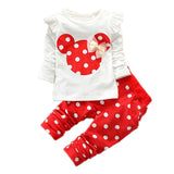 Baby girl clothes two-piece cotton suit clothes baby girl clothes cute Mickey cartoon dot print casual sportswear baby clothes