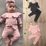 AU 2PCS Toddler Kids Baby Girls Ruffle Romper Tops Pants Winter Outfits Clothes