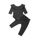 AU 2PCS Toddler Kids Baby Girls Ruffle Romper Tops Pants Winter Outfits Clothes