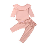 AU 2PCS Toddler Kids Baby Girls Ruffle Romper Tops Pants Winter Outfits Clothes