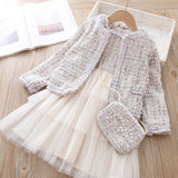 2019 Toddler Girl's Elegant Clothes Set Long Sleeve Vintage Jacket Dress Sweet Kids Girl Clothing Suit Little Girls Dresses Vestidos