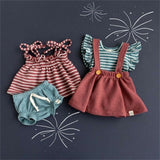 PUDCOCO Summer Newborn Infant Baby Girl Striped Tops Vest & Solid Shorts Pants / Skirts Outfit 2PCS Casual Clothes Set 0-24M