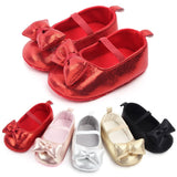 Glitter Newborn Booties Princess Baby Girls Shoes Soft Sole Toddler Kids Crib Shoes Party Bowknot Anti-slip First Walker 0-18M