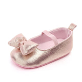 Glitter Newborn Booties Princess Baby Girls Shoes Soft Sole Toddler Kids Crib Shoes Party Bowknot Anti-slip First Walker 0-18M