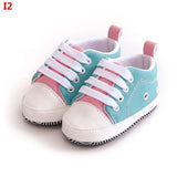 New Collection First Walkers Baby Shoes Newborn Girl Boy Soft Sole Crib Toddler Shoes Striped Sneaker Sports Cotton PU Shoes Casual 0-18 M