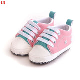 New Collection First Walkers Baby Shoes Newborn Girl Boy Soft Sole Crib Toddler Shoes Striped Sneaker Sports Cotton PU Shoes Casual 0-18 M