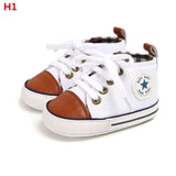 New Collection First Walkers Baby Shoes Newborn Girl Boy Soft Sole Crib Toddler Shoes Striped Sneaker Sports Cotton PU Shoes Casual 0-18 M