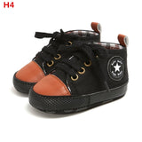 New Collection First Walkers Baby Shoes Newborn Girl Boy Soft Sole Crib Toddler Shoes Striped Sneaker Sports Cotton PU Shoes Casual 0-18 M