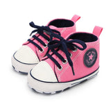 New Collection First Walkers Baby Shoes Newborn Girl Boy Soft Sole Crib Toddler Shoes Striped Sneaker Sports Cotton PU Shoes Casual 0-18 M