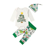 Baby Boy Newborn Clothes My First Christmas Letter Long Sleeve Romper Dinosaur Pants Outfit Set Autumn Clothing