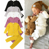 2019 Baby Spring Autumn Clothing Newborn Baby Girl Boy Knitted Long Sleeve Tops+Pants Leggings 2Pcs Outfits Solid Ribbed Clothes