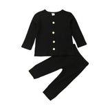 2019 Baby Spring Autumn Clothing Newborn Baby Girl Boy Knitted Long Sleeve Tops+Pants Leggings 2Pcs Outfits Solid Ribbed Clothes