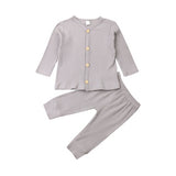 2019 Baby Spring Autumn Clothing Newborn Baby Girl Boy Knitted Long Sleeve Tops+Pants Leggings 2Pcs Outfits Solid Ribbed Clothes