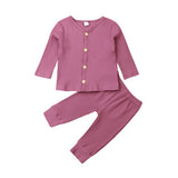 2019 Baby Spring Autumn Clothing Newborn Baby Girl Boy Knitted Long Sleeve Tops+Pants Leggings 2Pcs Outfits Solid Ribbed Clothes